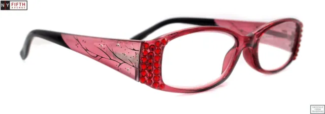 Ivy, Bling Reading for Women. Translucent Red. Adorned w Siam European Crystals