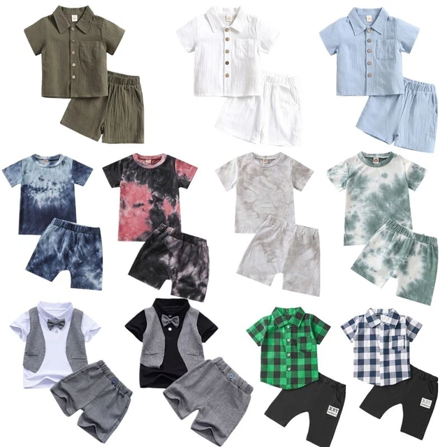 Toddler Baby Boys Clothes Set Infant Shirt Tops+Shorts Summer Tie Dye Outfits