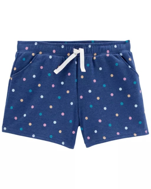 Carters Kids Girls Colorful Polka Dot Pull-On French Terry Shorts Blue 4 NWT