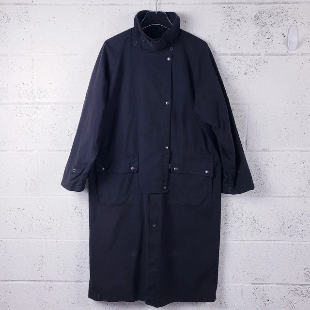 Kakadu Traders Australia Cotton Oilskin Full Length Duster Coat Black Size XL