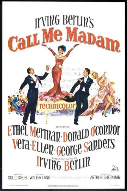 CALL ME MADAM Movie POSTER 27 x 40 Ethel Merman Donald O'Connor Vera-Ellen, A