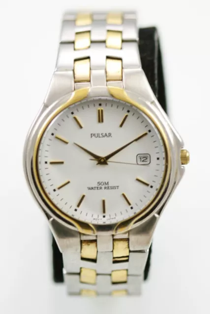 PULSAR MONTRE HOMMES Date Acier Inoxydable Argent Or Eau Re Blanc
