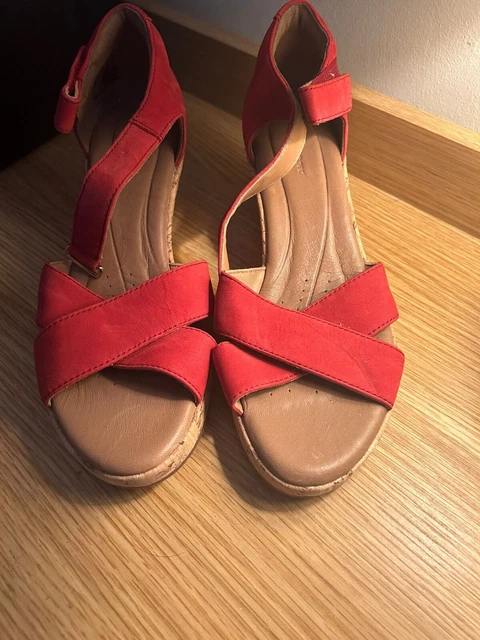 CLARKS UN PLAZA Cross Black Leather Womens Wedge Sandals 4.5 E 34.00 PicClick UK