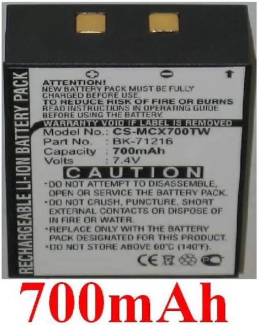 Batterie 700mAh type BK-71216 Pour Cobra LI6000-2 WX 17-Mile Radio with weather