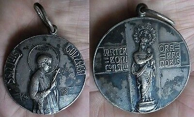 Year 1920/40. HUGE SILVER MEDALLION OF SAN LUIS GONZAGA. Weight 51.70...