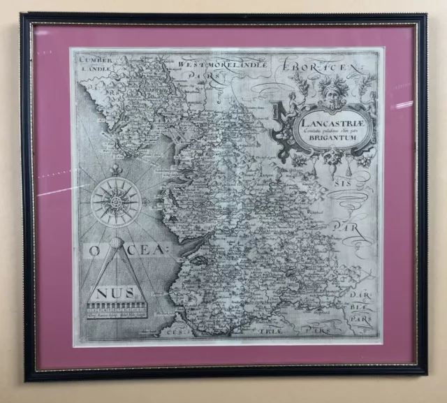 Lancashire: antique map by Saxton & Hole, 1607 (1610 edition)