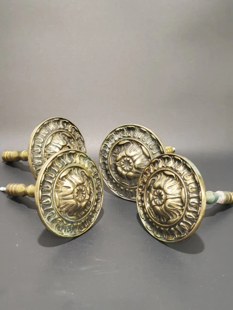 Lot of 4 Large VTG Brass  Baroque Style Ornate Curtain Drapery Tie Back Holders