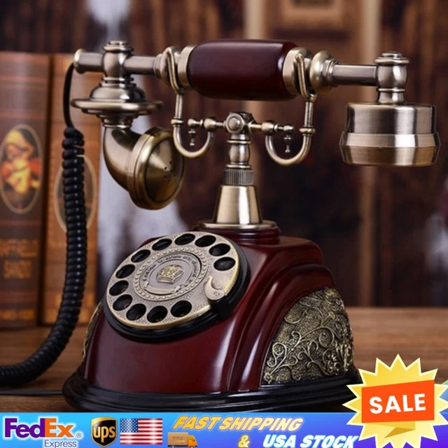 Téléphone Fixe Vintage En Bois – Cadran Rotatif – Tirelire – Jouet éducatif – Déco Rétro – Rose