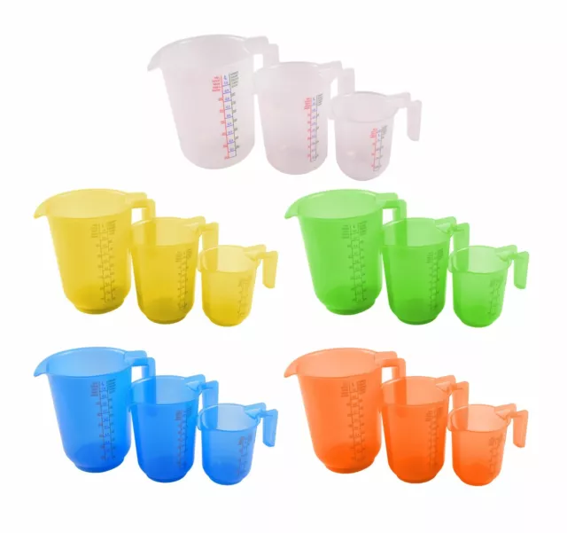 Meßbecher-Set 3tlg. Küchenhelfer Messbecher Meßkanne Kunststoff 250/500/1000ml