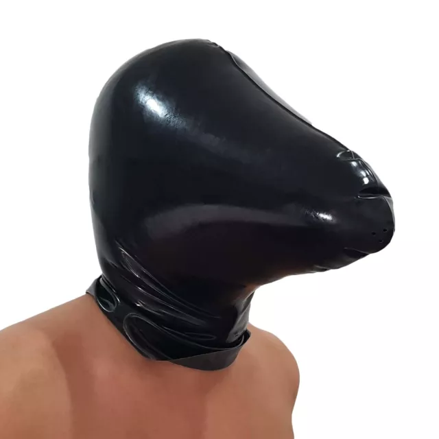 Brand New Black Latex Rubber Breather Hood Mask HOT (one size)