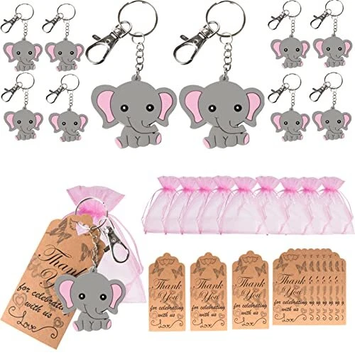 24 PACK BABY Shower Return Gifts for Guests, Pink Baby Elephant