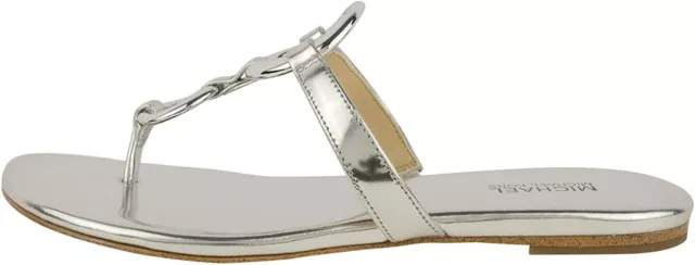 Michael Michael Kors Woman's Claudia Flat Sandal Patent Silver 2