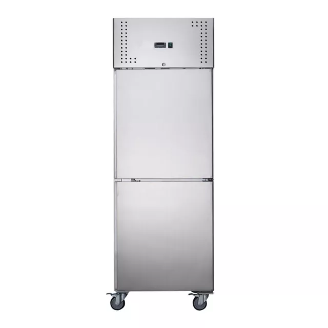 LCE 600L Stainless Steel Commercial Two Split Half 1/2 Solid Door Upright Fridge 2