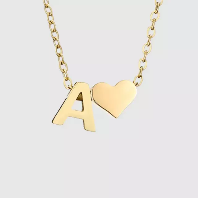 14K Gold-Plated Heart Initial Necklace-Custom Letter Necklace-Dainty Necklace