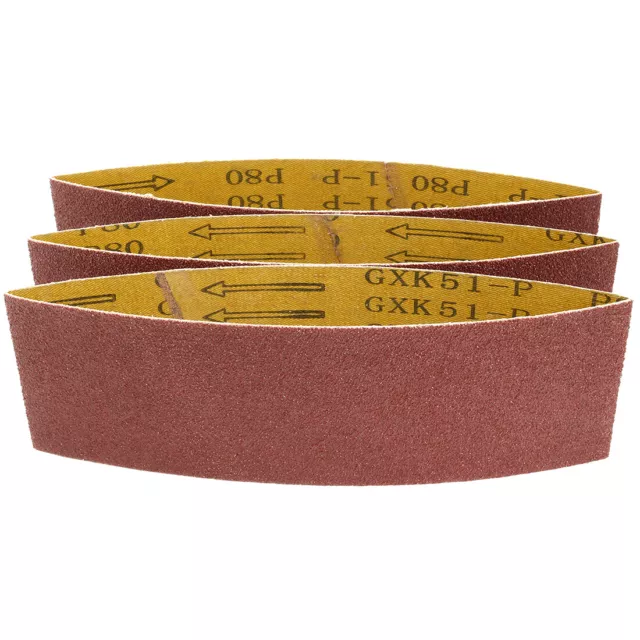 3-Inch x 18-Inch Aluminum Oxide Sanding Belt 80 Grits Lapped Joint 3pcs