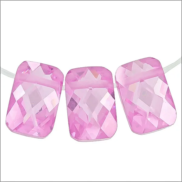 6 Cubic Zirconia Rectangle Cushion Beads 6x9mm Pink #64134