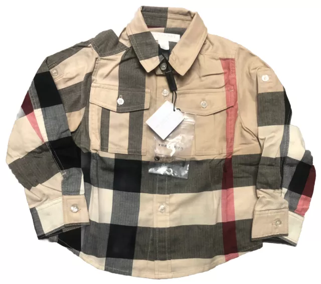 Burberry Children Boys Roll Tab Sleeve New Classic Check Shirt 3Y 98cm