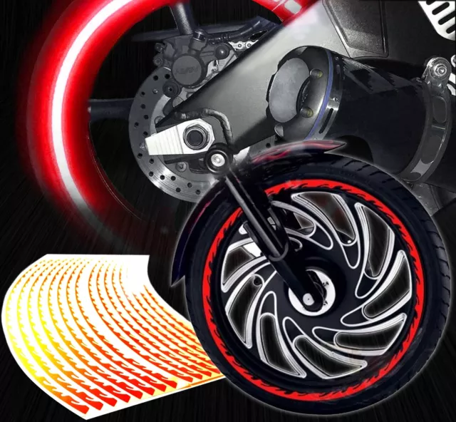 16/17/18/19"Reflective Rims Tape/Wheel Decal Stripes Sticker Set Flame/Fire Red