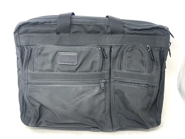 Tumi Alpha 2621D3 Large Expandable Laptop Briefcase Bag Black Corp Embroidered