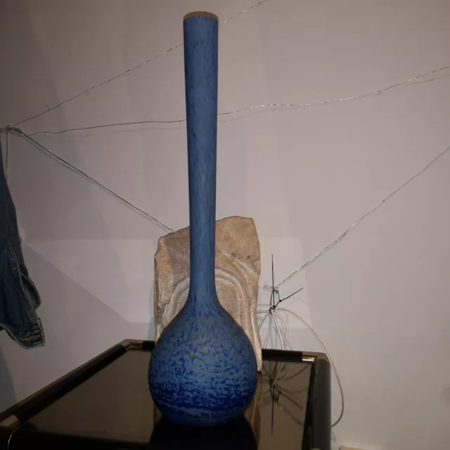 vase en pate de verre marmoréen bleu soliflore 1930 art deco ( daum delatte )