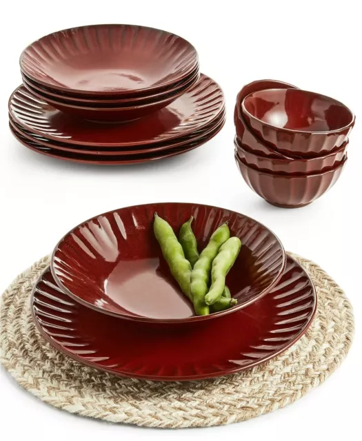 Lucky Brand 12 Piece Paprika Dinnerware Set  NEW IN BOX!!!!! MSRP $200.00