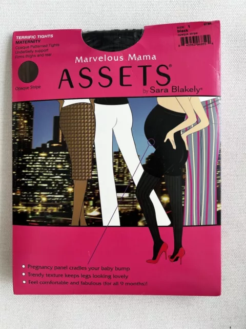 SPANX ASSETS MATERNITY Black Opaque Stripe Tights Marvelous Mama Sz 1 A ...