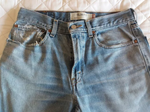 Jeans homme vintage Levis 512 coupe mince - détressé et déchiré - W31 L32 31/32