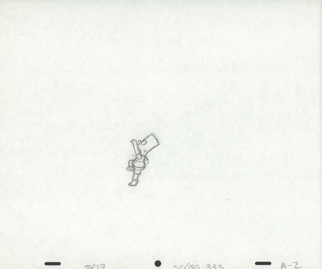 The Simpsons Pencil Animation Art - Bart Climbing A-2