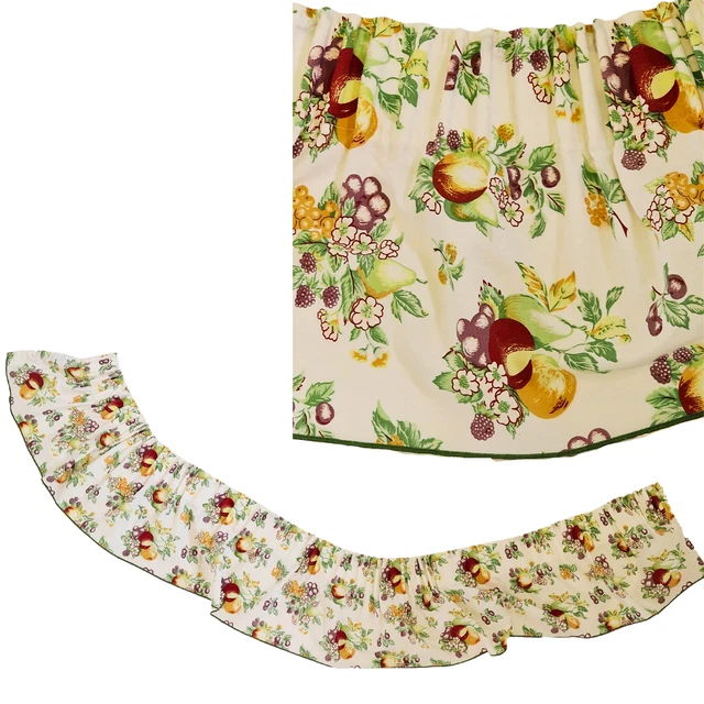 VINTAGE RETRO FRUIT DESIGN CURTAIN 1970s/80s CARAVAN TOP CURTAIN HEADING