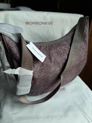 BORBONESE BORSA SPALLA Flexos Charm - marrone scuro beige 30.5 x 20,5 x  11,5 cm EUR 155,00 - PicClick IT