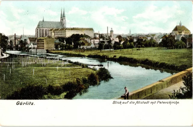 AK Görlitz Blick auf die Altstadt mit Peterskirche koloriert Sachsen