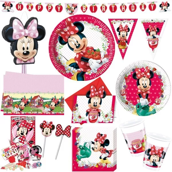 Ratón Minnie Cumpleaños Niños Rojo Fresas Set de Fiesta Mouse