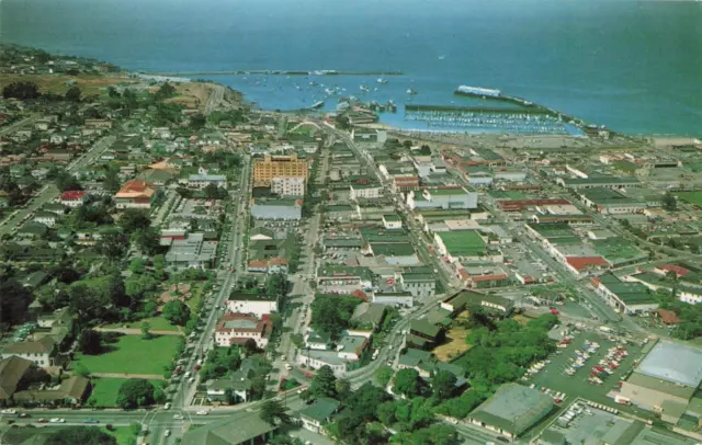 Monterey CA California, Downtown Aerial View, Bay, Vintage Postcard