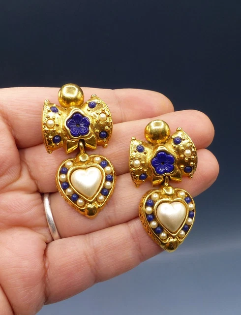 Boucles D'oreilles Pendantes Vintage Plaqué Or, Style Art Déco Ethnique, Clips