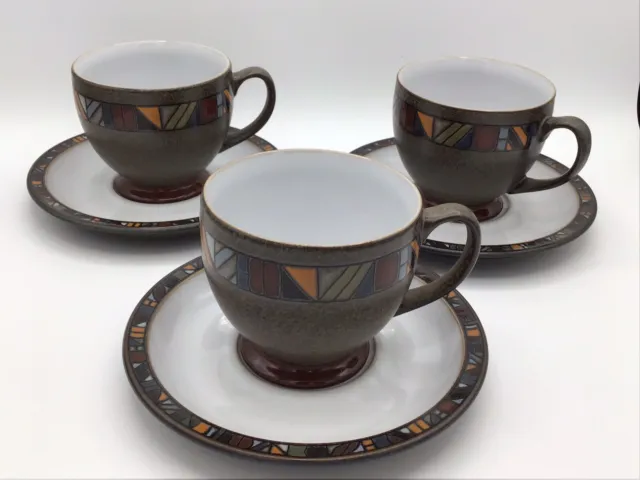 Denby Marrakesh set of 3 tea cups & saucers