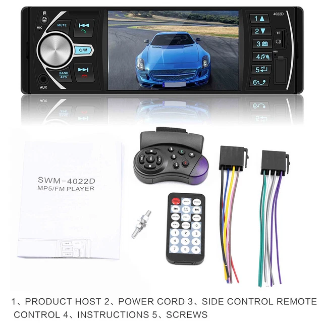 Single DIN 4.1" Car Stereo Bluetooth MP5 Video FM Radio Receiver AUX USB Audio