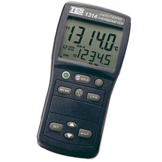 TES-1314 Dual Channel Thermometer Contact Temperature Detector New