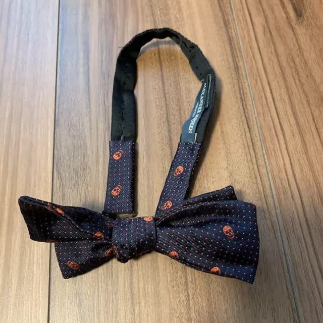 Alexander McQueen Bow Tie Navy Blue Red Polka dot Skull Pattern