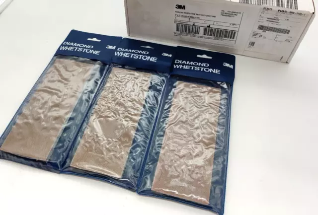 (3) 3M 8x3" Diamond Whetstone Red 74 Micron Medium Grit 6220J for Angle Grinders