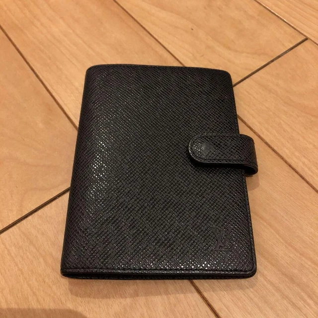 Auth Louis Vuitton Taiga Day Planner Note Book Cover Black F/S