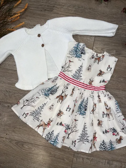 NEXT baby girls christmas winter occasion party dress & cardigan 12-18