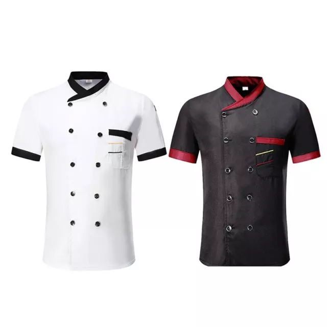 Unisex Men Chef Jacket Short-Sleeve Hotel Kitchen Uniform Catering Cook T-shirt