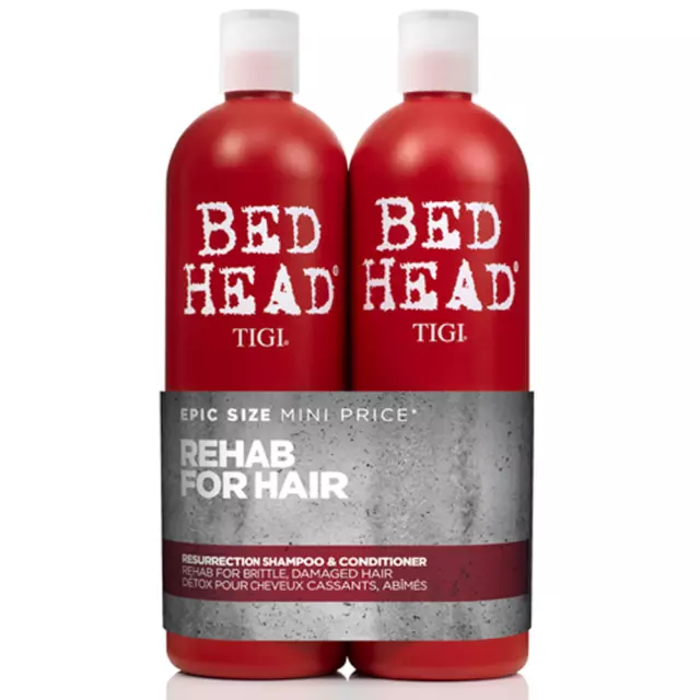 Lot Pour Cheveux Endommagé TIGI Résurrection Tween Duo shampoo + Baume 750ml