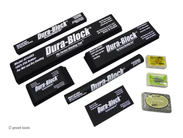 DURA-BLOCK SANDING BLOCKS – 7-pc kit – automotive paint bodywork, blocking tools