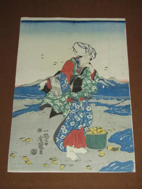 Authenticity Guaranteed Ichihosai Yoshifuji Painting Beautiful Woman Edo Print