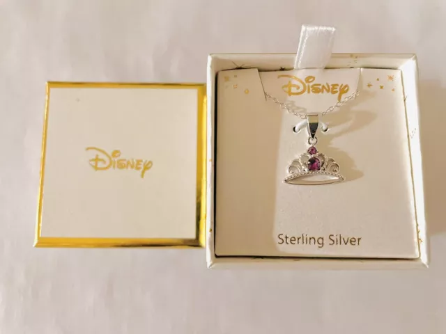 DISNEY Princess TIARA Children's Pendant Necklace Sterling Silver CZ, NEW $125