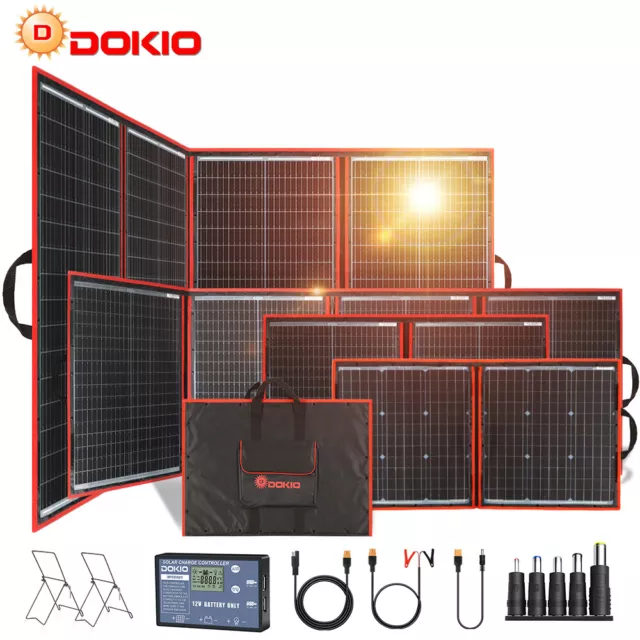 Dokio 100w 200w 300w Portable Solar Panel for Car battery/Caravan/Camping