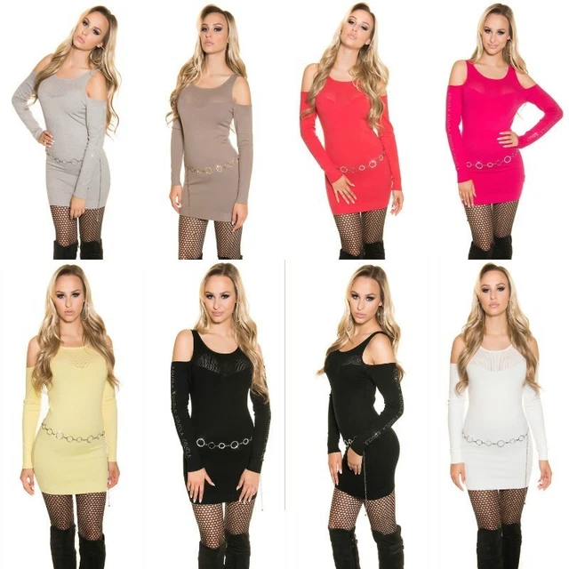 Maglione donna lungo maglioncino vestito in maglia  dress maniche lunghe velato