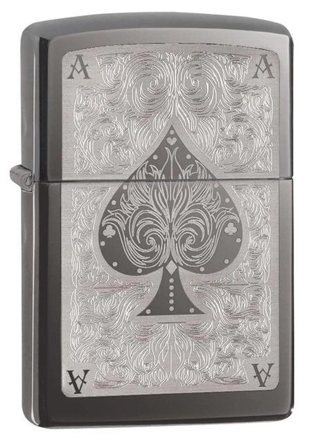 Zippo 28323, Ace of Spades-Filigree, Black Ice Finish Lighter, Full Size