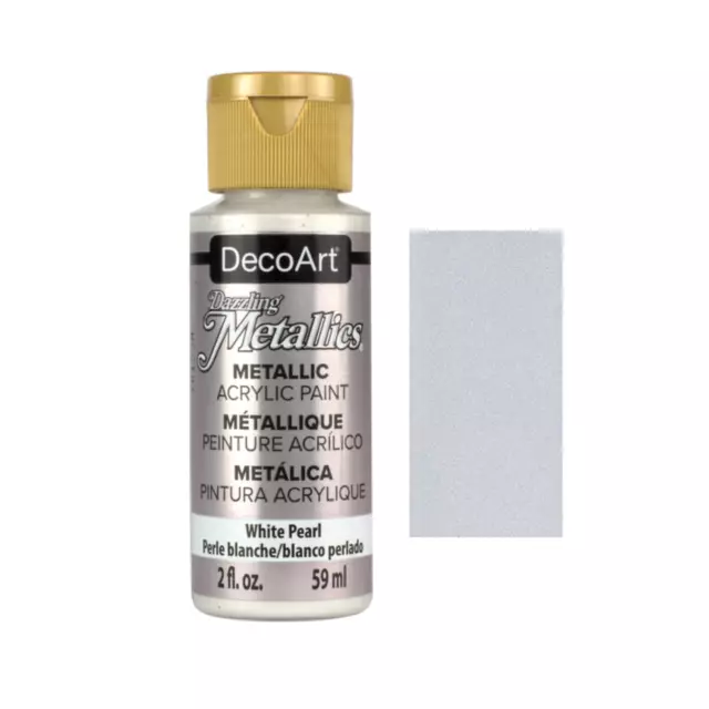 DecoArt Metallics 2-Oz -Ice Blue, White Pearl & Shimmering Silver (3PK) 3